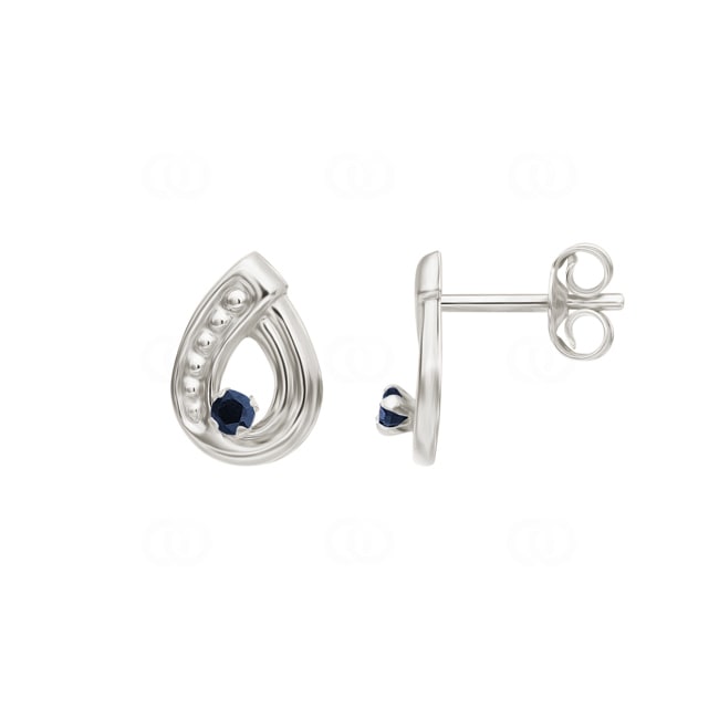 Clous d'oreilles or gris 750/18 ct avec saphir - 8366GS