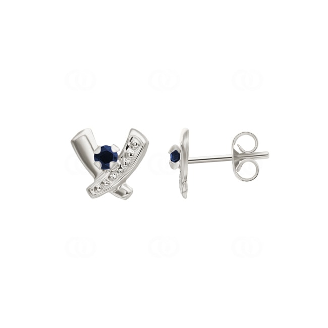 Stud Earrings 750/18 K White Gold with Sapphire - 8368GS