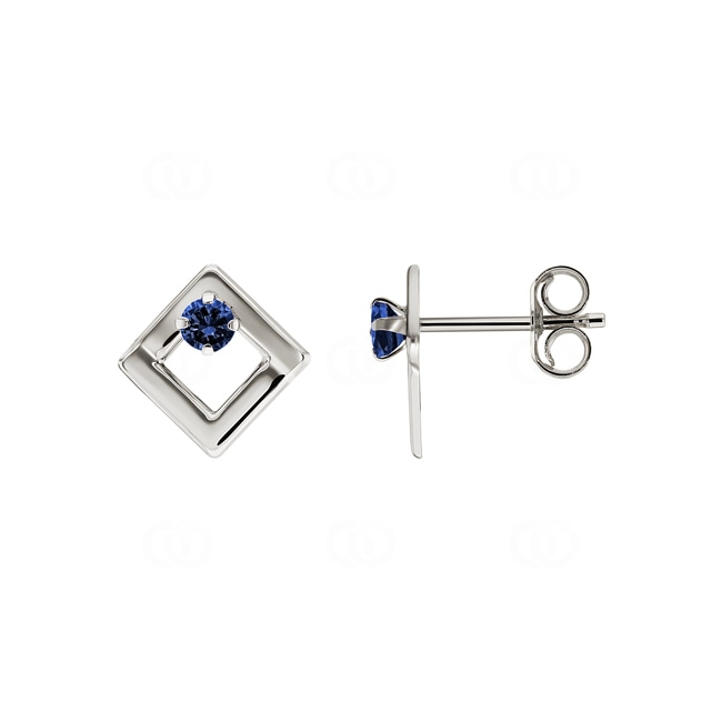 Clous d'oreilles or gris 750/18 ct avec saphir - 28SA731GS