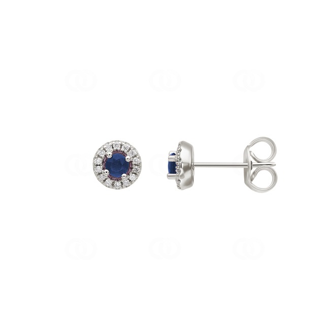 Clous d'oreilles or gris 750/18 ct avec saphir et diamants 0.08ct. - 2.2096.S1