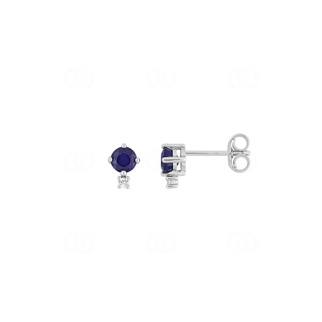 Ohrstecker 750/18 K Weissgold mit Saphiren & Diamanten 0.02 ct - 2.7360.S1