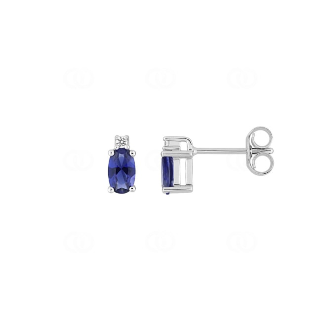 Ohrstecker 750/18 K Weissgold mit Saphiren & Diamanten 0.02 ct. - 2.7358.S1