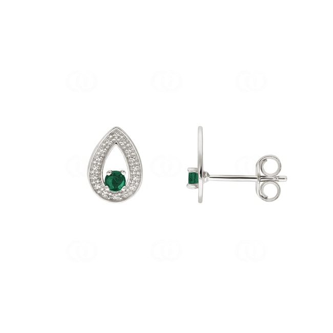 Clous d'oreilles or gris 750/18 ct avec émeraude - S18.22002