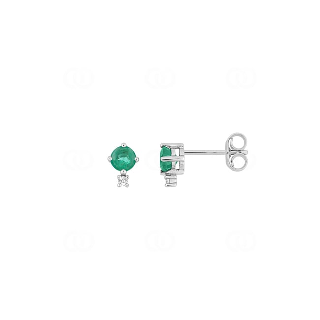 Ohrstecker 750/18 K Weissgold mit Smaragden und Diamanten 0.02 ct. - 2.7360.E1