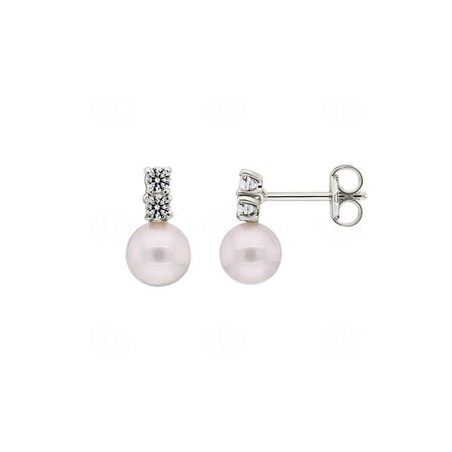 Stud Earrings 750/18 K White Gold with Freshwater Pearls & Cubic Zirconia Stud Earrings 750/18 K White Gold with Freshwater Pearls & Cubic Zirconia - 132411.6WG