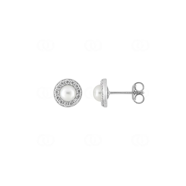 Ohrstecker 750/18 K Weissgold mit Süsswasserzuchtperlen & Zirkonia - 2.7336.P1