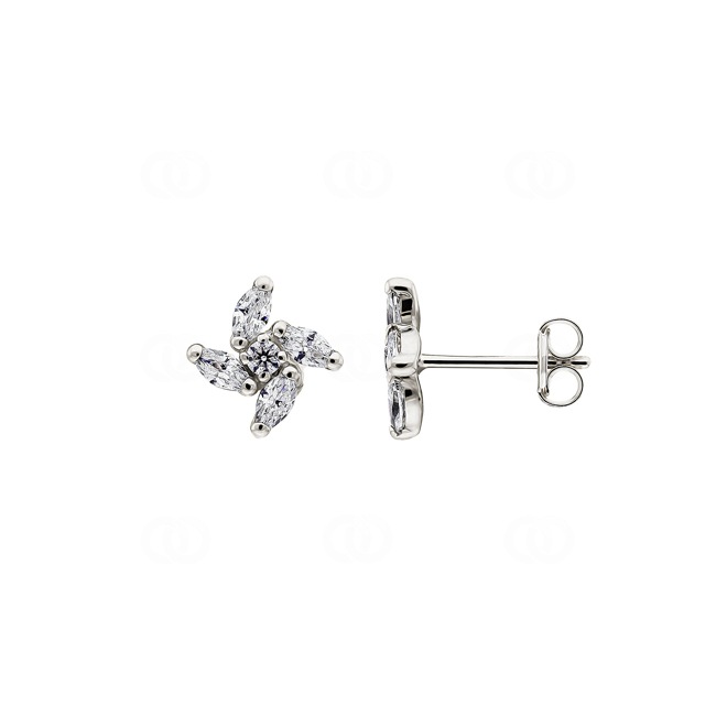 Stud Earrings 750/18 K White Gold with Cubic Zirconia - 252381.6WG