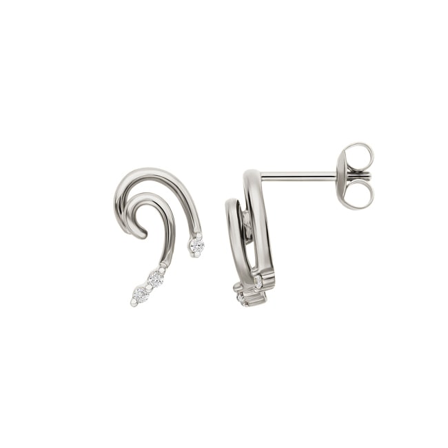 Clous d'oreilles or gris 750/18 ct avec zircones - PE3046/1-WG