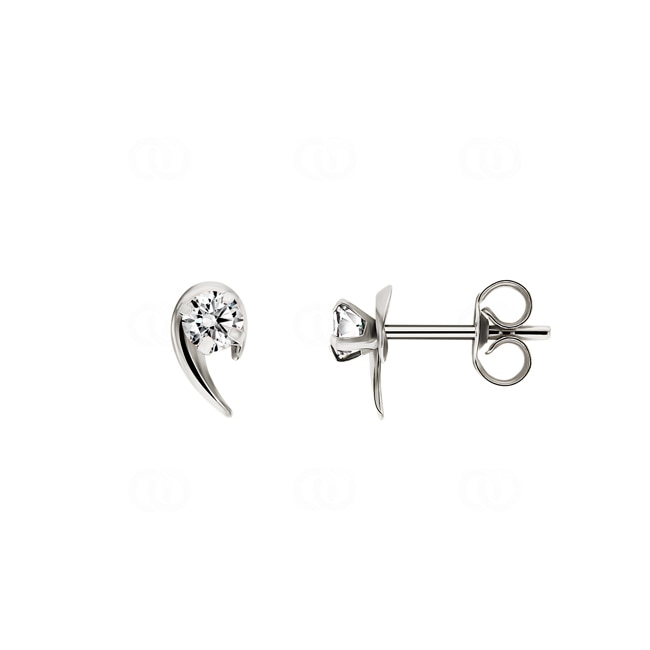 Stud Earrings 750/18 K White Gold with Cubic Zirconia - 8367GZ