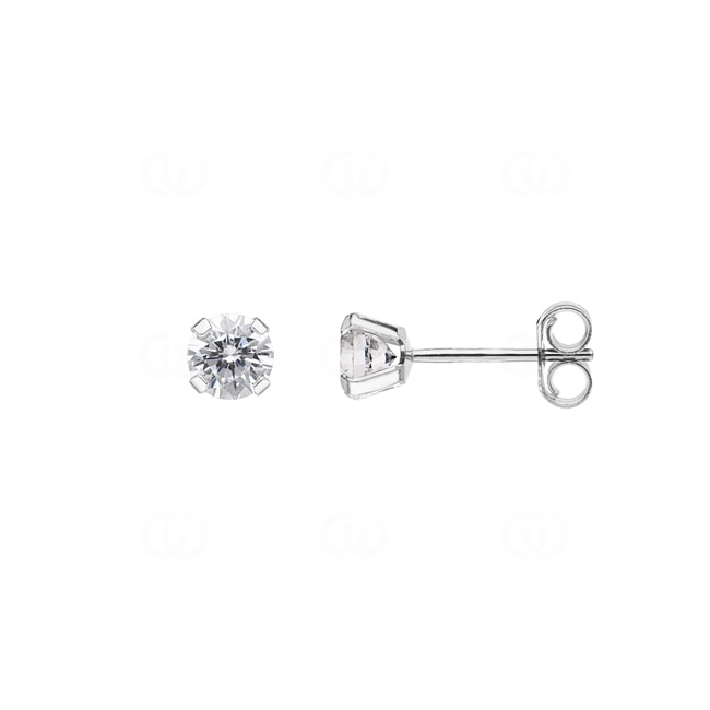 Stud Earrings 750/18 K White Gold with Cubic Zirconia 4 Prongs Ø 4.5mm - IB204GZ
