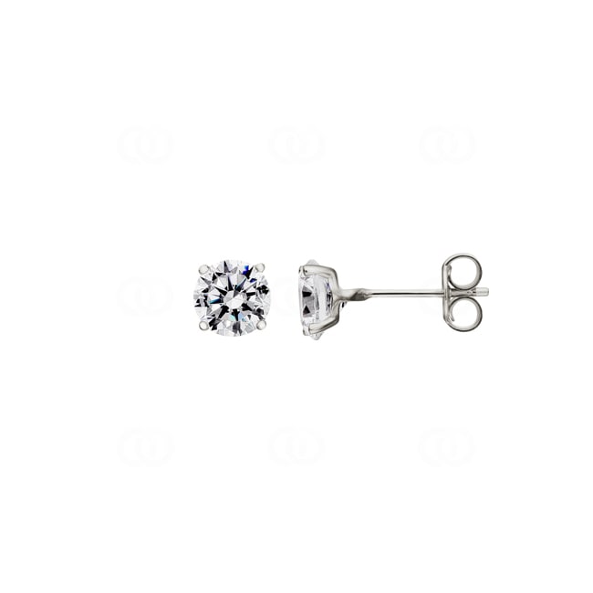 Stud Earrings 750/18 K White Gold with Cubic Zirconia 4 Prongs Ø 6mm - IB206GZ