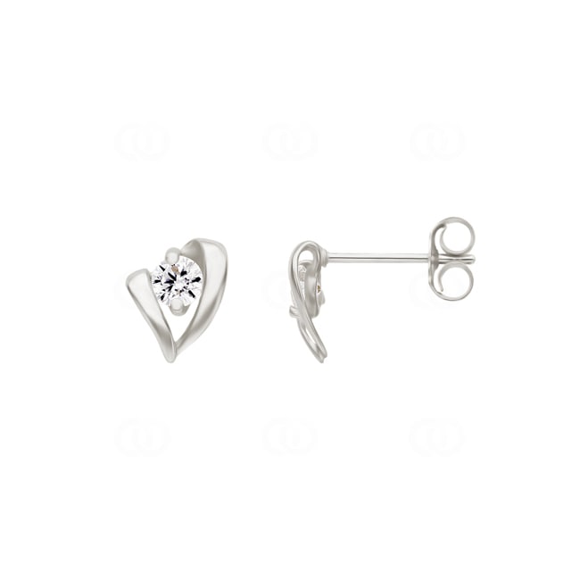 Clous d'oreilles or gris 750/18 ct avec zircones - IB233GZ