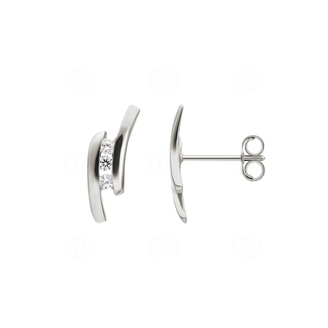 Clous d'oreilles or gris 750/18 ct avec zircones - IC280GZ