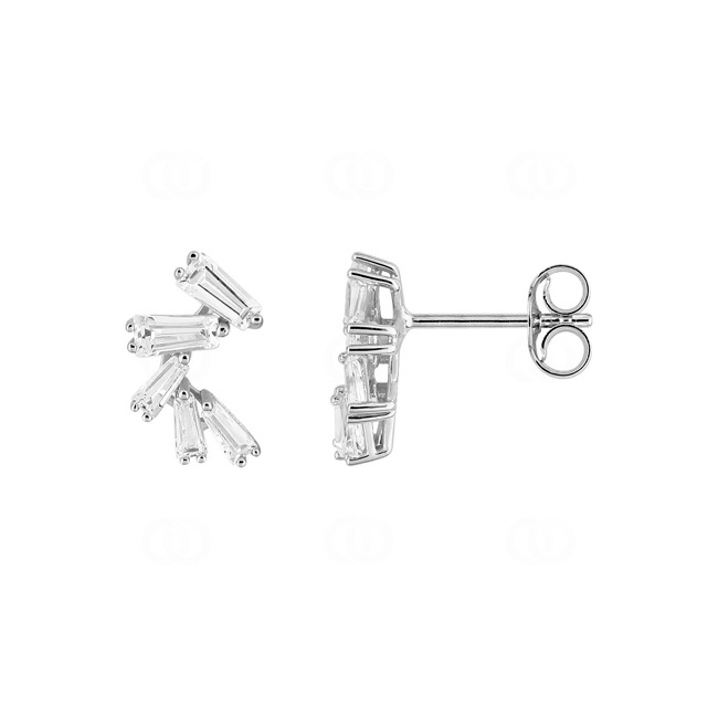 Clous d'oreilles or gris 750/18 ct avec zircones baguettes - 2.7108.Z1