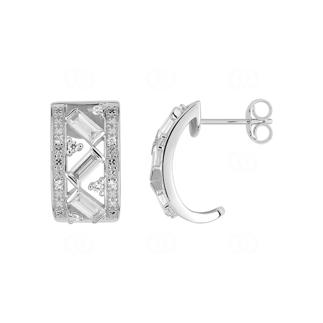 Clous d'oreilles or gris 750/18 ct avec zircones - 2.7109.Z1