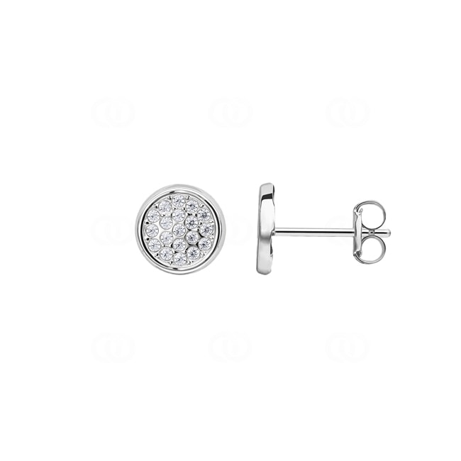 Stud Earrings 750/18 K White Gold with Cubic Zirconia Ø 7mm - 833721.6ZIR