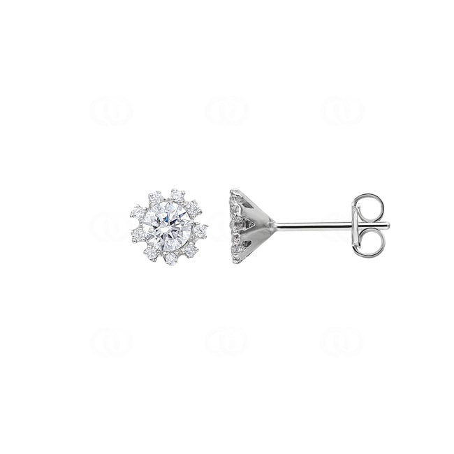 Clous d'oreilles or gris 750/18 ct avec zircones - 834801.6ZIR
