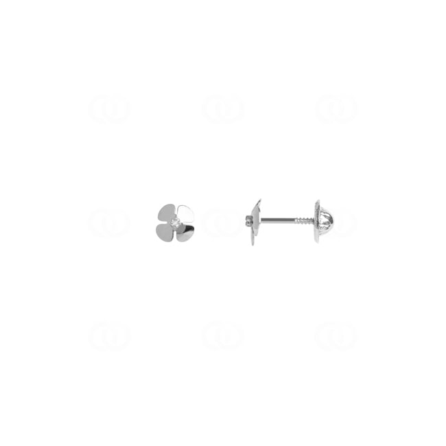 Stud Earrings 750/18 K White Gold Flower with Cubic Zirconia - IK214GZ
