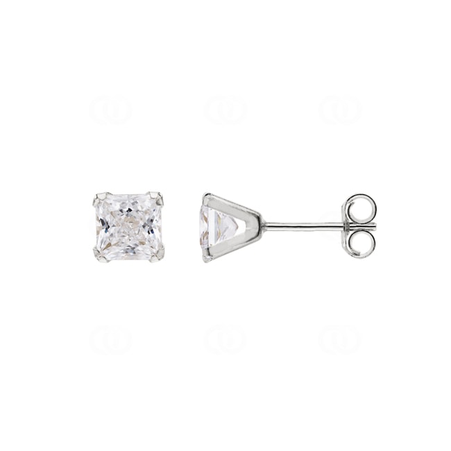 Stud Earrings 750/18 K White Gold with Cubic Zirconia 5mm - 8038.5GZ