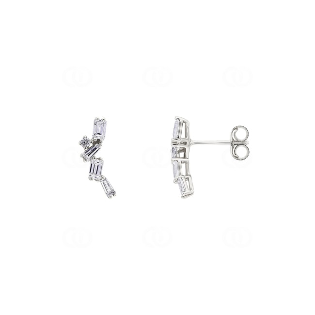 Stud Earrings 750/18 K White Gold with Cubic Zirconia Multi cut - 2.7107.Z1