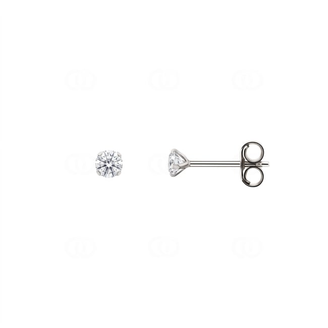 Stud Earrings 750/18 K White Gold with Cubic Zirconia Ø 2mm - 8035.2GZ