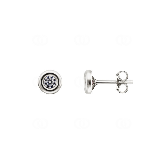 Clous d'oreilles or gris 750/18 ct avec zircones Ø 3mm - 8036.3GZ