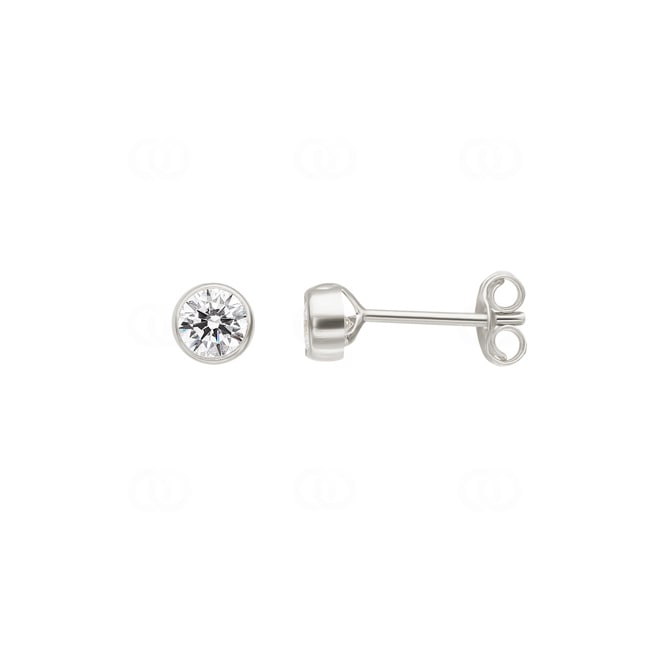 Clous d'oreilles or gris 750/18 ct avec zircones Ø 4mm - 8037.4GZ