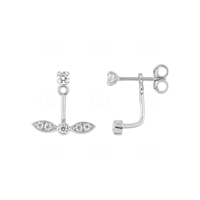 Clous d'oreilles or gris 750/18 ct avec zircones ronde - 2.7060.Z1