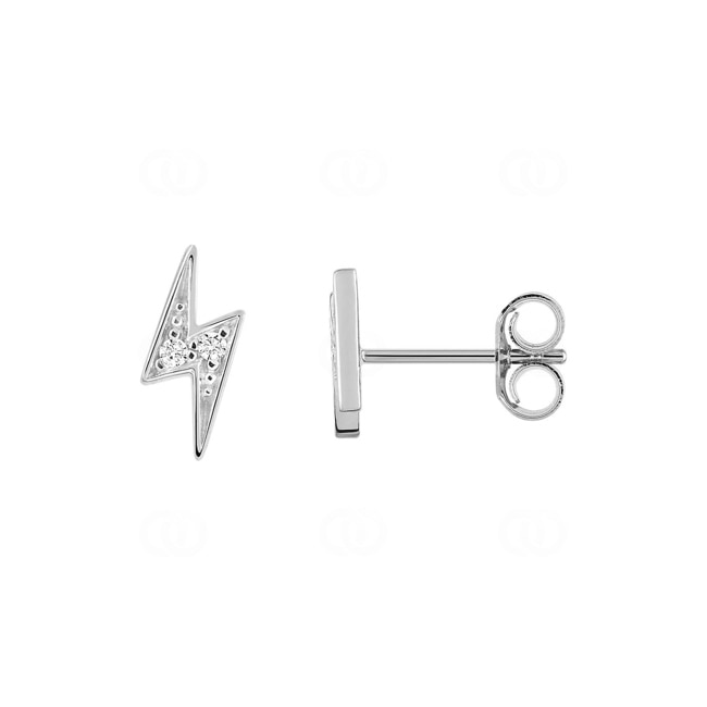 Stud Earrings 750/18 K White Gold Flash with Cubic Zirconia round - 2.7065.Z1