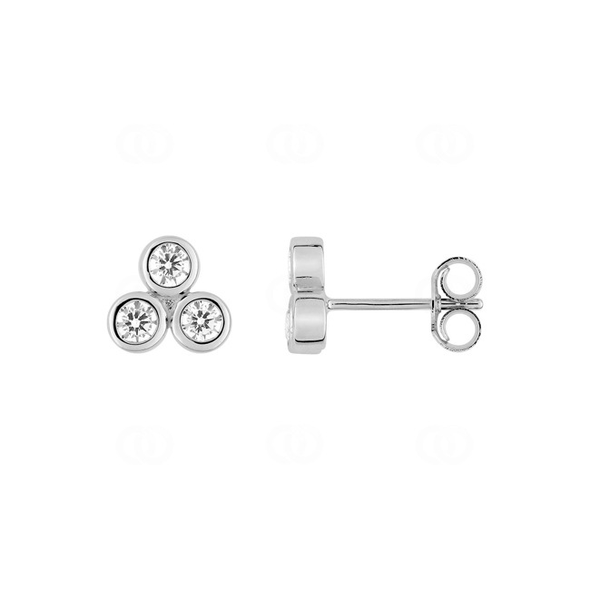 Clous d'oreilles or gris 750/18 ct avec zircones trilogie - 2.7061.Z1