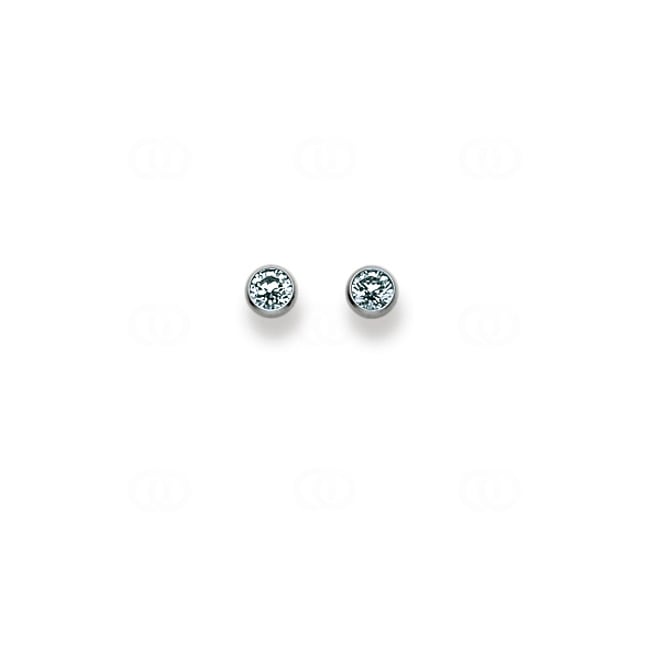 Stud Earrings 750/18 K White Gold Ø 4.0mm with Cubic Zirconia - 1262.01633/0003
