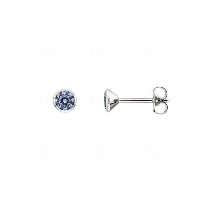 Clous d'oreilles or gris 750/18 ct Ø 4.5mm avec zircones bleu Clous d'oreilles or gris 750/18 ct Ø 4.5mm avec zircones bleu - 1262.03058/0003