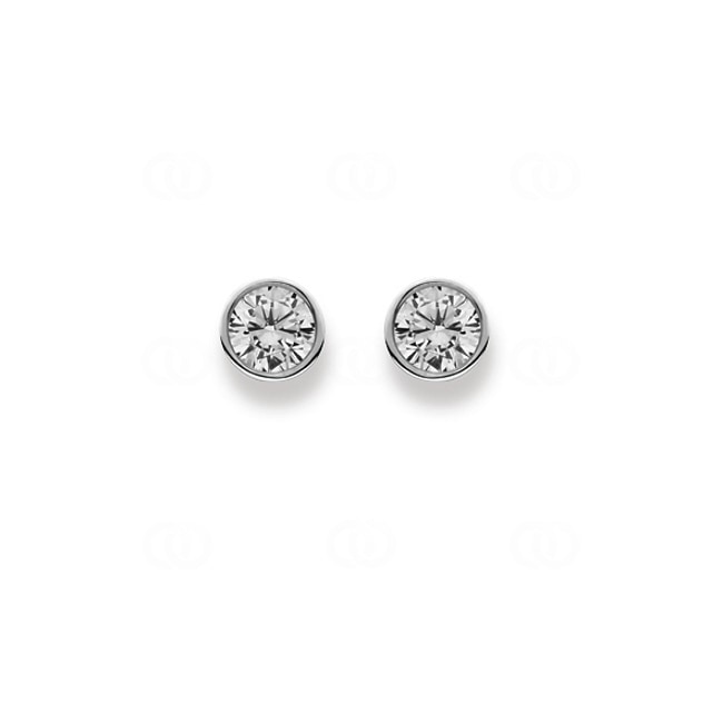 Stud Earrings 750/18 K White Gold Ø 7.0mm with Cubic Zirconia - 1262.03074/0001