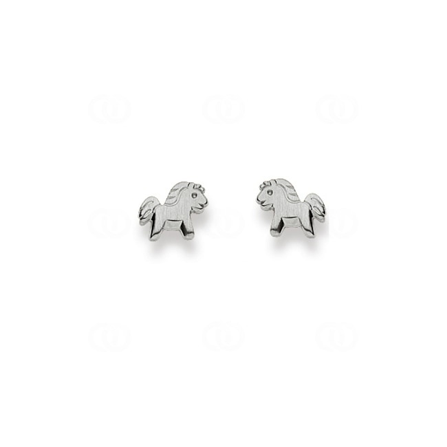 Stud Earrings 750/18 K White Gold, Horse - 1263.03573/0001