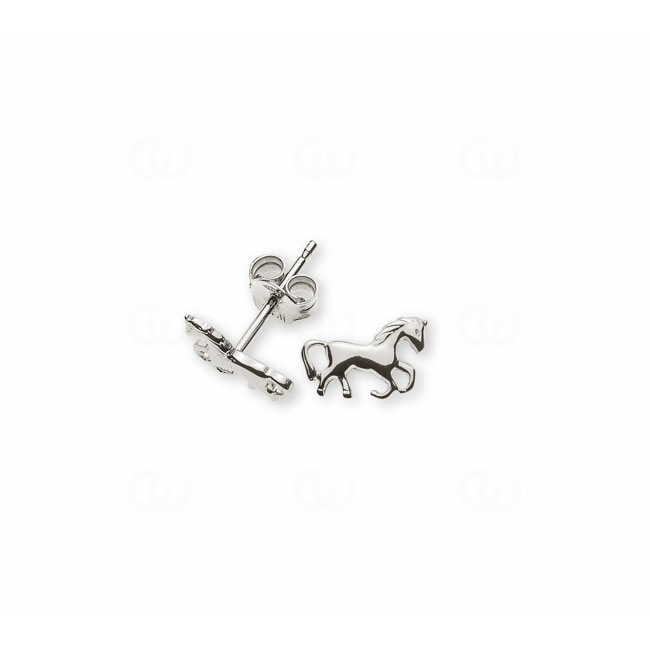 Clous d'oreilles or gris 750/18 ct, Cheval - OGO2053