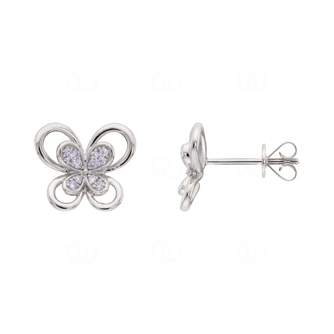 Ohrstecker 750/18 K Weissgold Schmetterling mit Diamanten 0.11 ct - OR-73794-WG