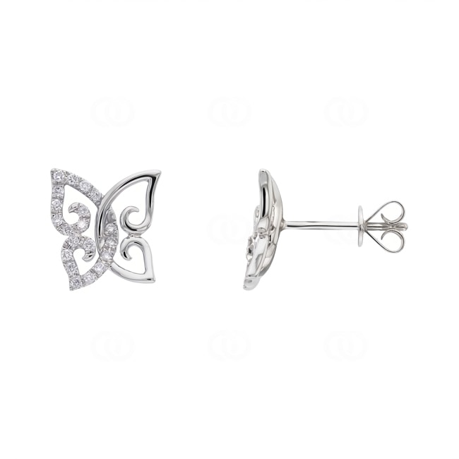 Ohrstecker 750/18 K Weissgold Schmetterling mit Diamanten 0.15 ct - OR-73803-WG