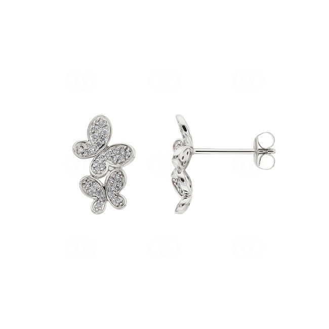 Stud Earrings 750/18 K White Gold Butterflies with Diamonds 0.21 ct H/si - OR-70028-WG
