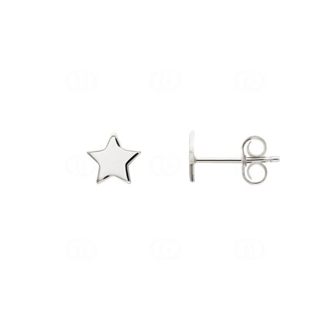 Stud Earrings 750/18 K White Gold Star - 24702G