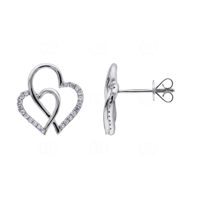 Ohrstecker 750/18 K Weissgold verschlungene Herzen mit Diamanten 0.17 ct - OR-73797-WG