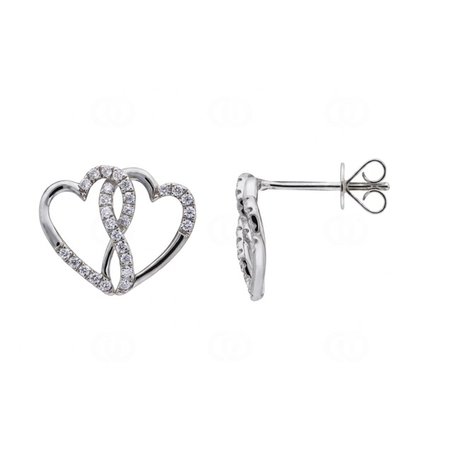 Ohrstecker 750/18 K Weissgold verschlungene Herzen mit Diamanten 0.23 ct - OR-73799-WG