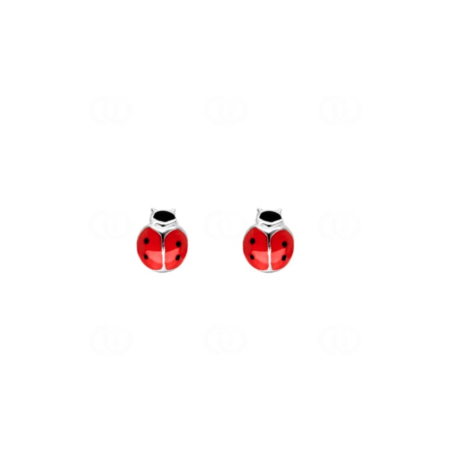 Clous d'oreilles Argent 925 avec laque, Coccinelle - 335238