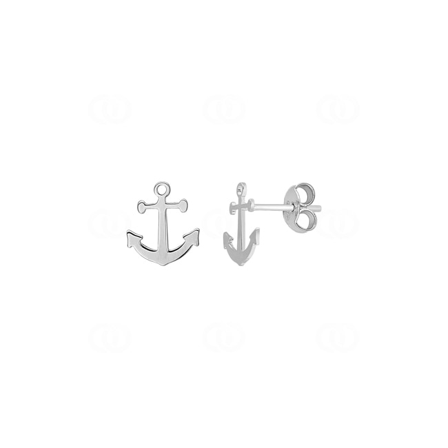 Clous d'oreilles Argent 925 rhodié, Ancre - 335680