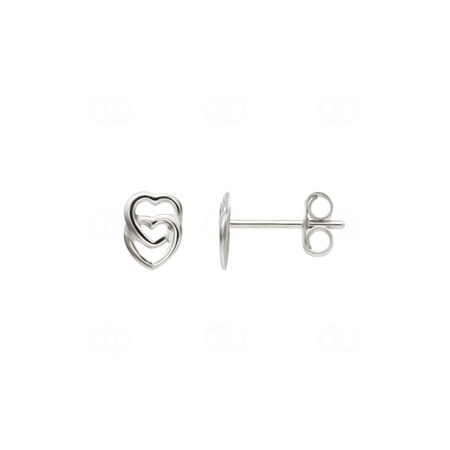 Ohrstecker 925 Silber rhodiniert, Herzen - 335477