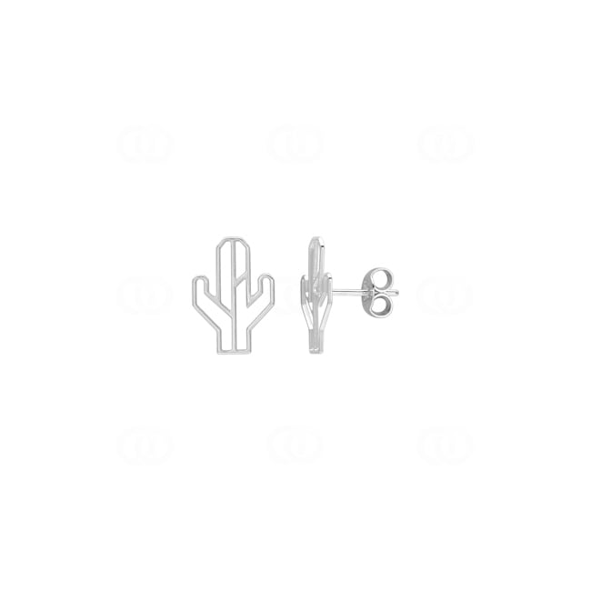 Stud Earrings 925 Silver rhodium-plated, Cactus - 335709