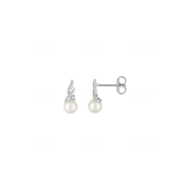 Ohrstecker 925 Silber rhodiniert mit Kunstperlen 4mm & Zirkonia - 335725.1