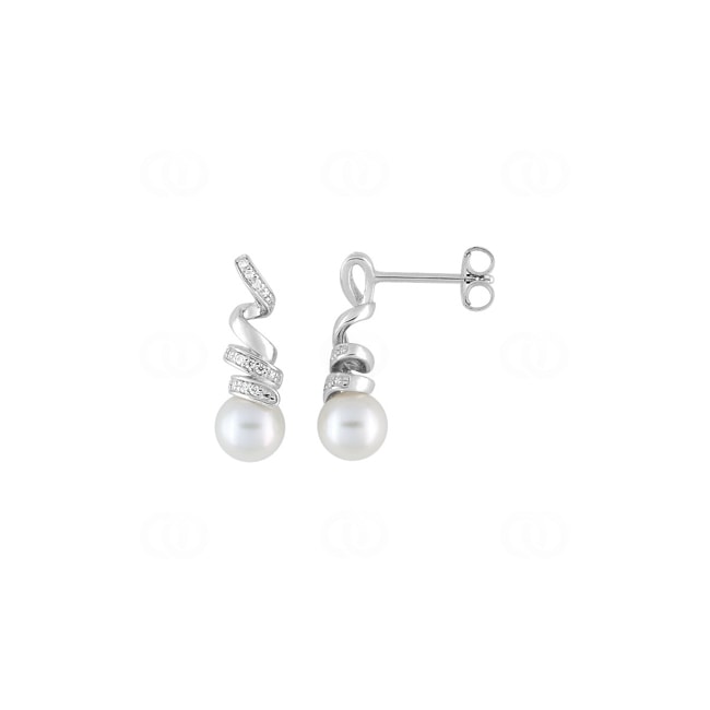 Ohrstecker 925 Silber rhodiniert mit Kunstperlen 7mm & Zirkonia - 335730.1