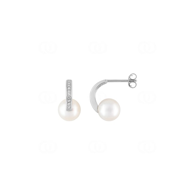 Ohrstecker 925 Silber rhodiniert mit Kunstperlen 8mm & Zirkonia - 335731.1