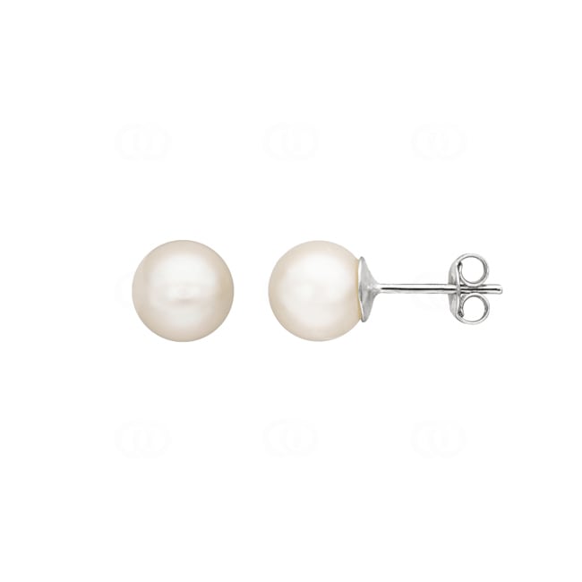 Clous d'oreilles Argent 925 rhodié avec perle de culture d'eau douce Ø 8mm - 335047