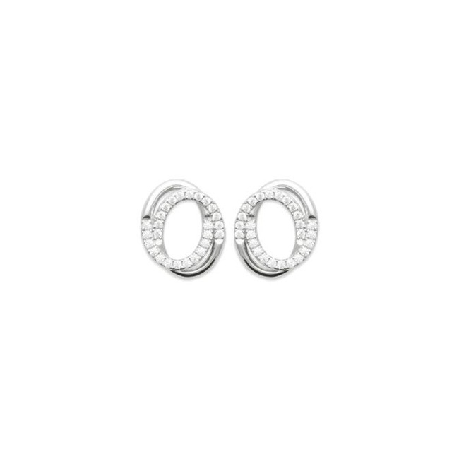 Clous d'oreilles Argent 925 Rhodie avec zircones 12 x 10mm - OR-1588110-925